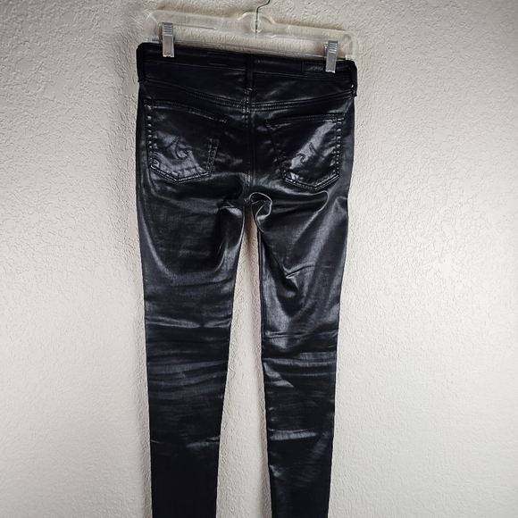 Adriano Goldschmied The Legging Super Skinny Ankle Black Faux Leather Jeans 24R - Picture 5 of 9